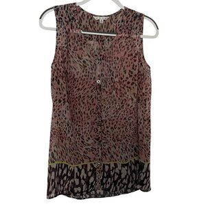 Cabi Beguile Leopard Print Sheer Blouse | Size Small